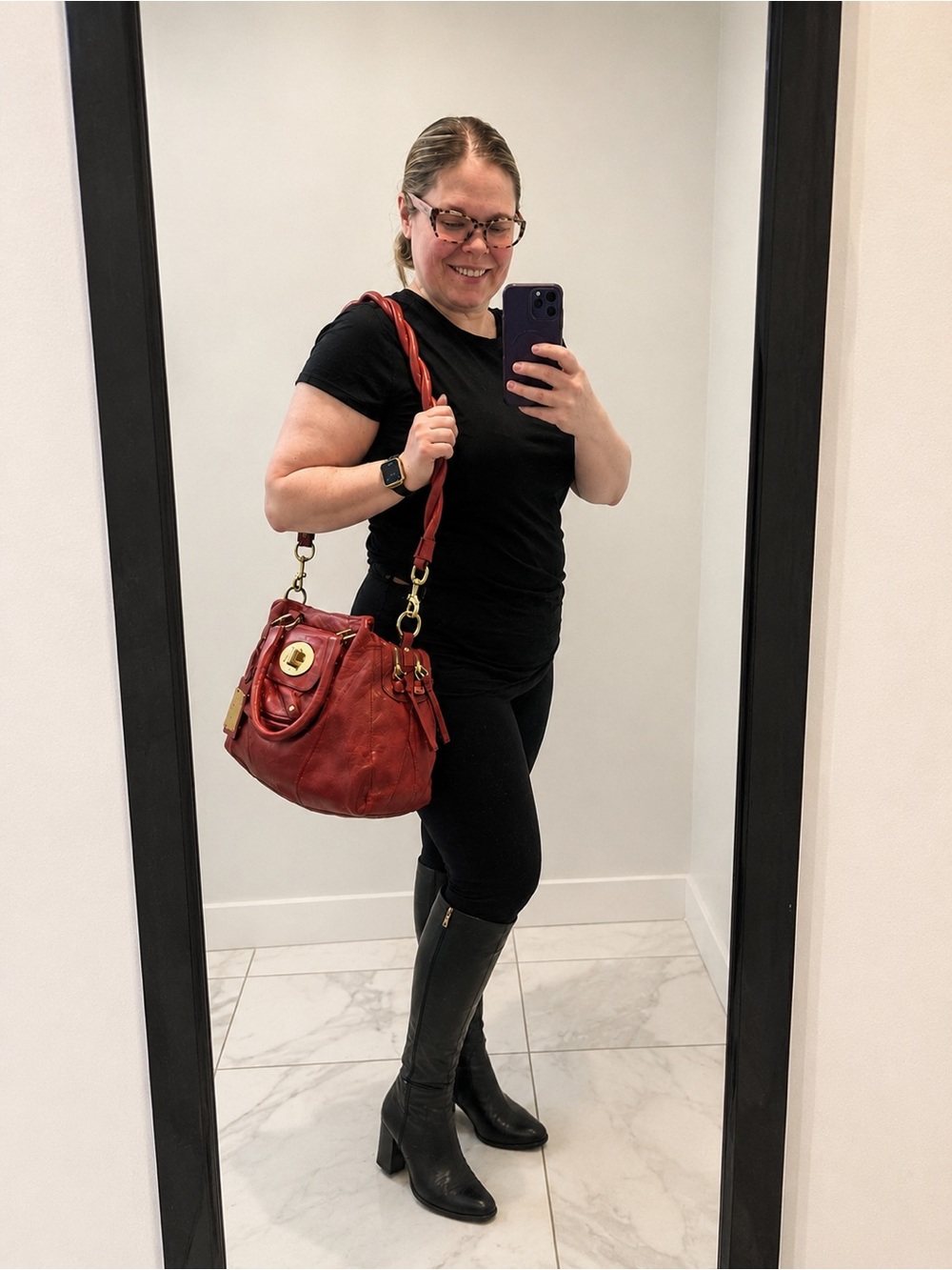 Coach Kira 13930 Red Leather Satchel Shoulder Bag w/ Detachable Braided Strap - Picture 4 of 16